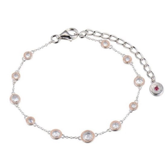 ELLE Sterling Silver Rhodium Plated Faceted Cubic Zirconia 11-CZ Bracelet 925 - Picture 1 of 12